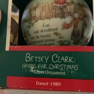 Vintage Betsy Clark Home For Christmas 1989 glass ornament.  Hallmark- New/box
